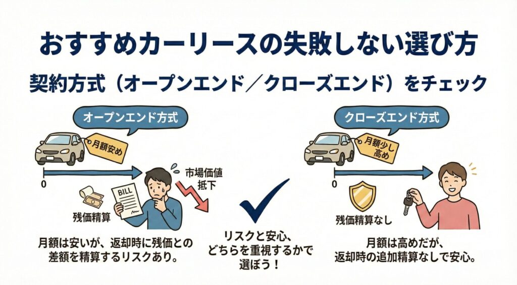 契約方式（オープンエンド／クローズエンド）をチェック