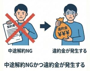 中途解約NGかつ違約金が発生