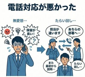 電話対応が悪かった