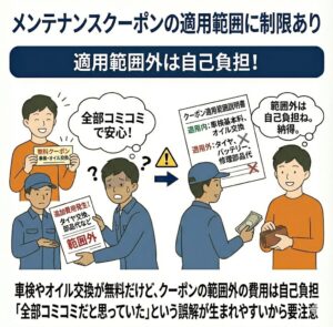 メンテナンスクーポンの適用範囲に制限あり