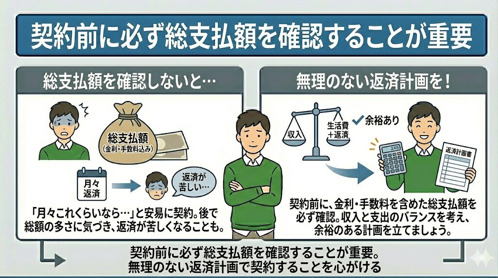 契約前に必ず総支払額を確認すること