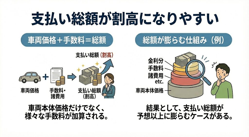 支払い総額が割高になりやすい