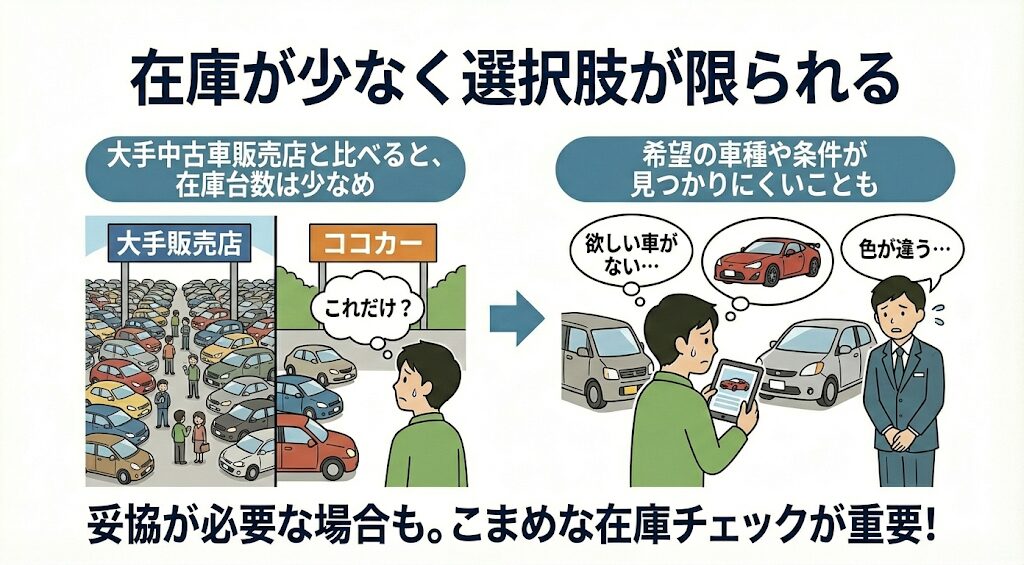 在庫が少なく選択肢が限られる