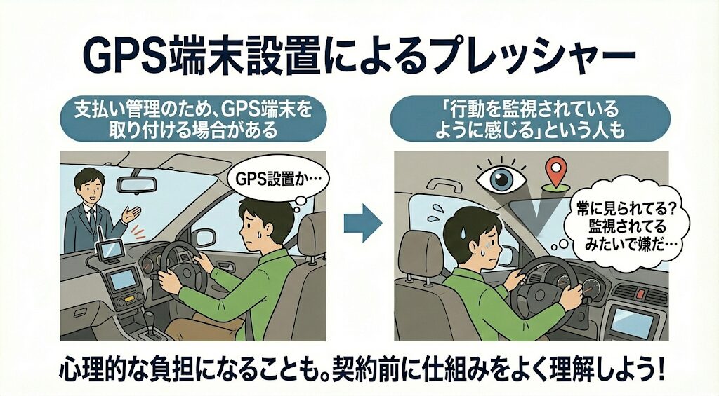GPS端末設置によるプレッシャー
